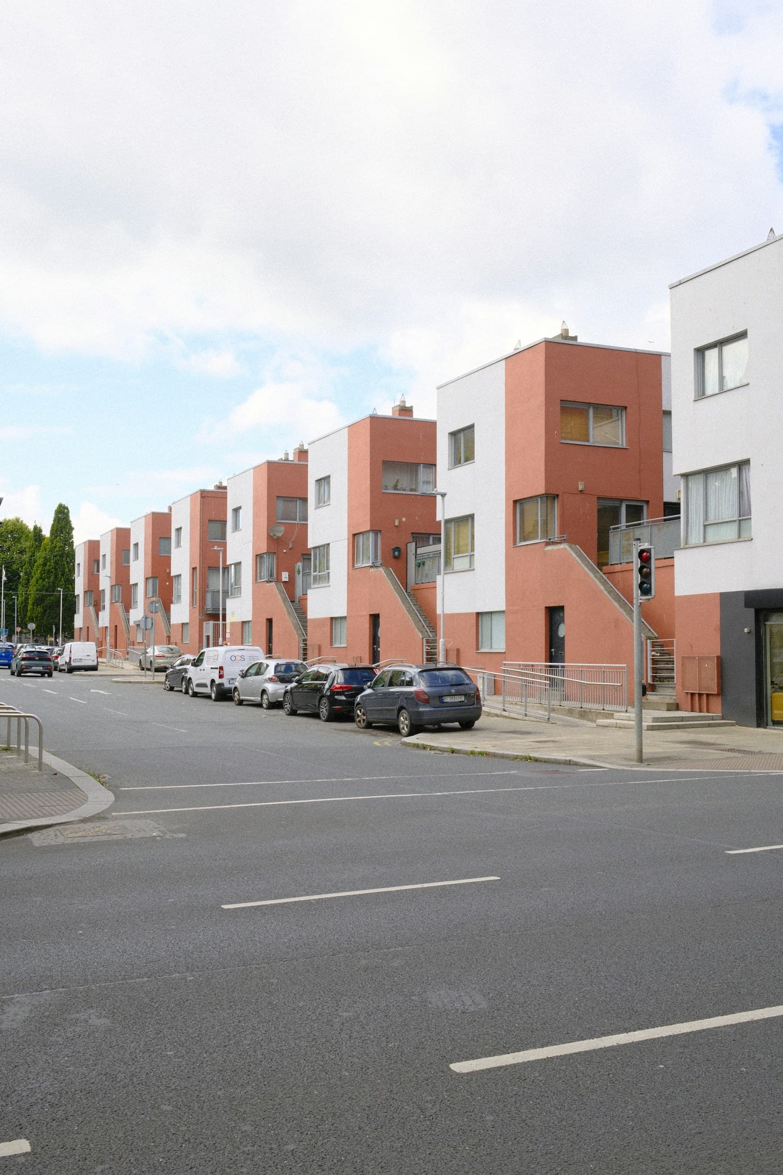 Modern row houses in a residential subdivision