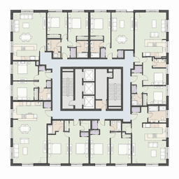 Balanced mix residential floor plan