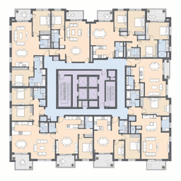 Family mix residential floor plan