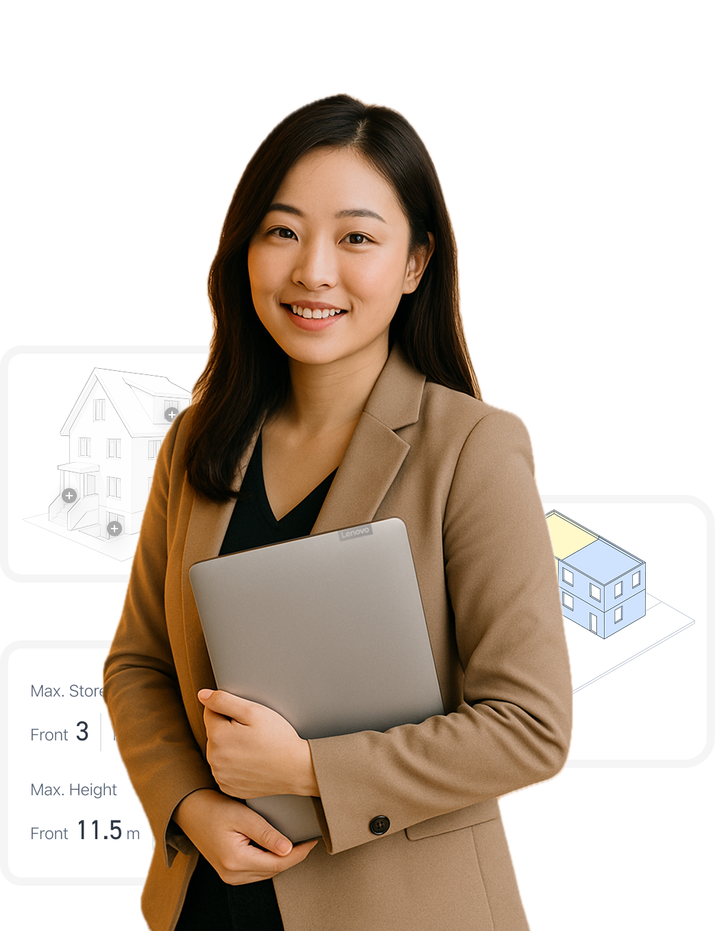 An architect holding a laptop.