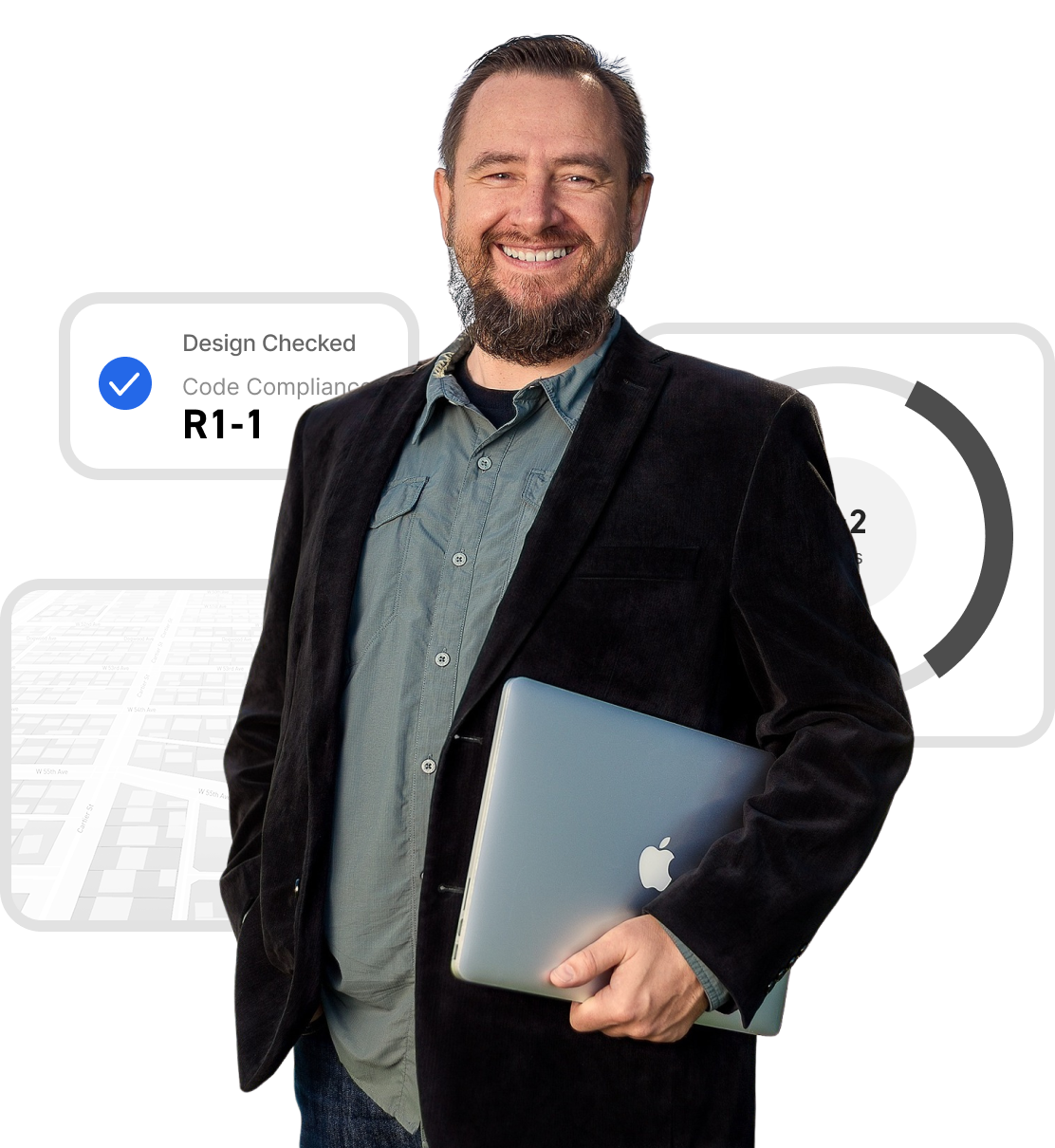 A professional developer with a laptop.