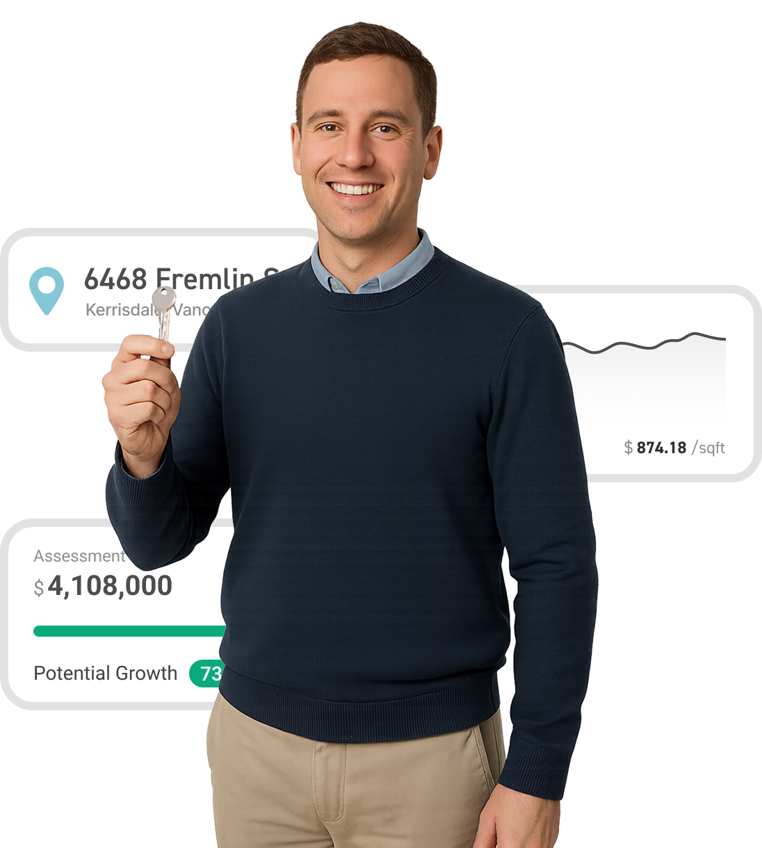 A homeowner developer holding a key.