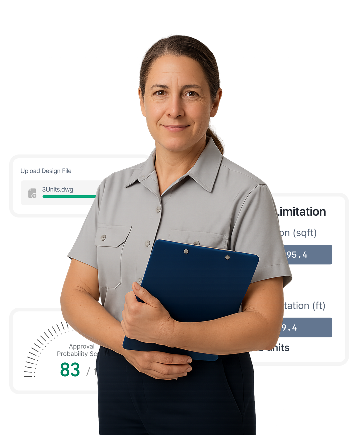 A municipal review officer holding a clip board.