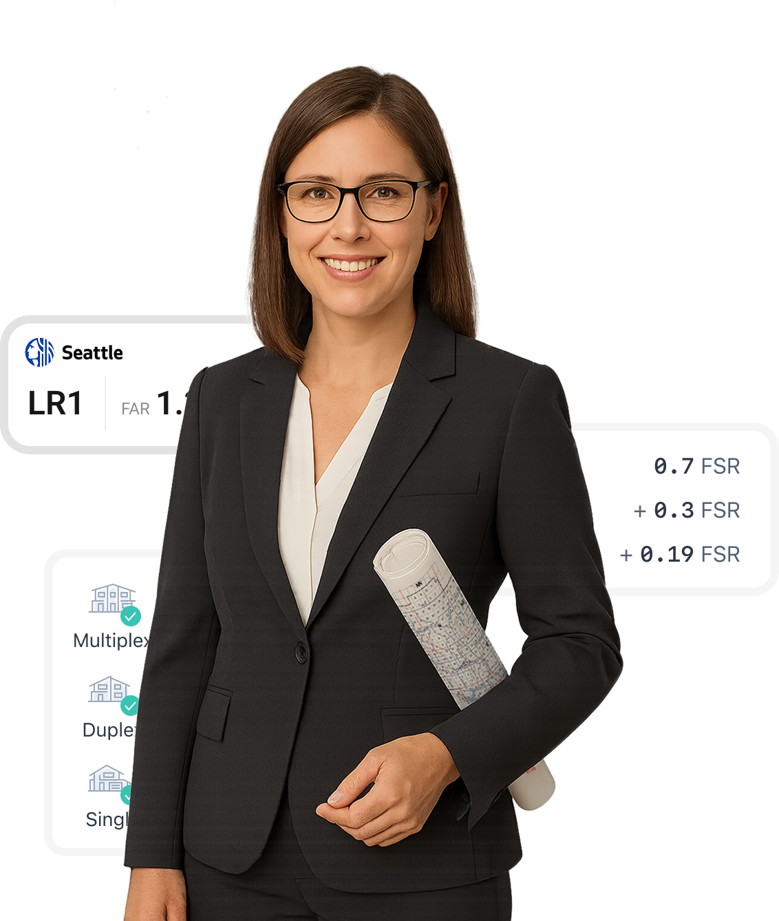 A city planner holding blueprints.